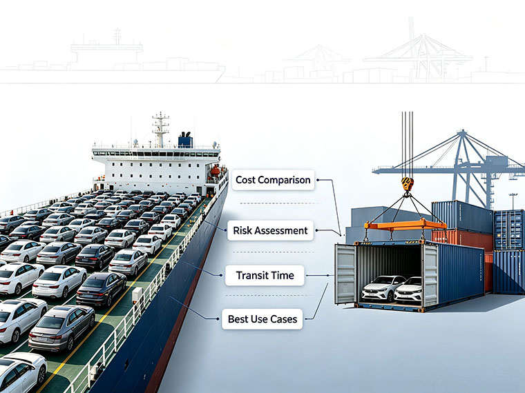 RoRo vs Container Shipping for Used Cars from China: Cost, Risk, Transit Time & Best Use Cases (2026)